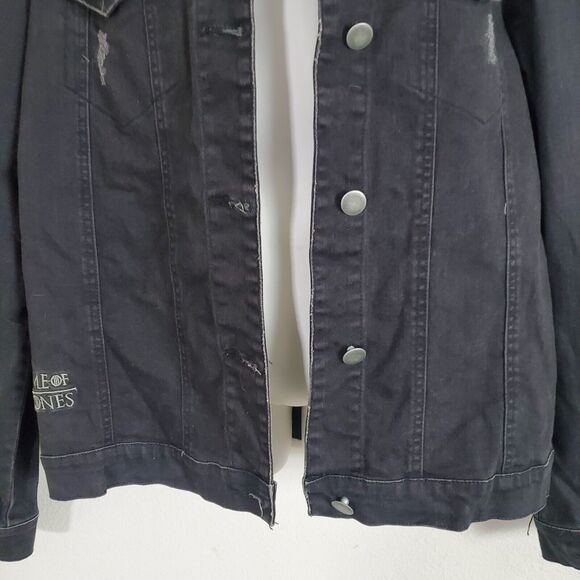 Game Of Thrones Women's Denim Jacket Large Black House Stark Studio Geek Cosplay - Picture 3 of 12